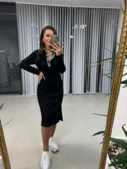 Ms Massi Şerit Detaylı Elbise