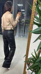 Kemer Detaylı Vizon Deri Mont