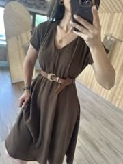 Ms Omuz pileli kahve keten elb