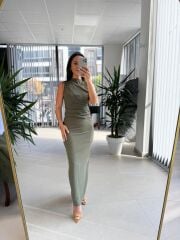 My 3714 Haki Drapeli Kalem Elbise