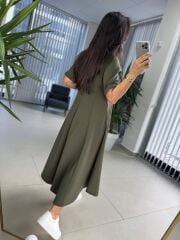 Dr 8342 Tasarım Haki Modal Çan Elbise