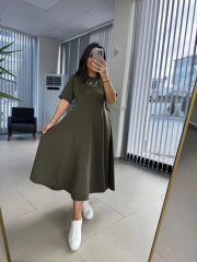 Dr 8342 Tasarım Haki Modal Çan Elbise