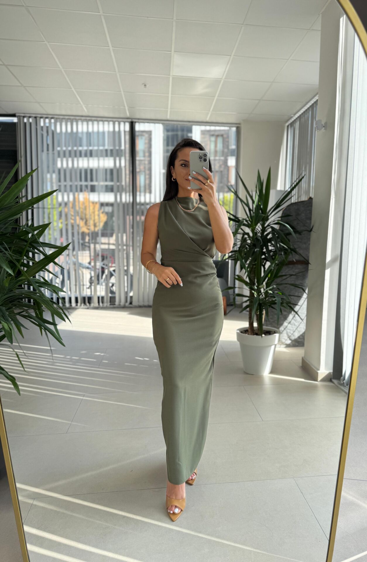 My 3714 Haki Drapeli Kalem Elbise