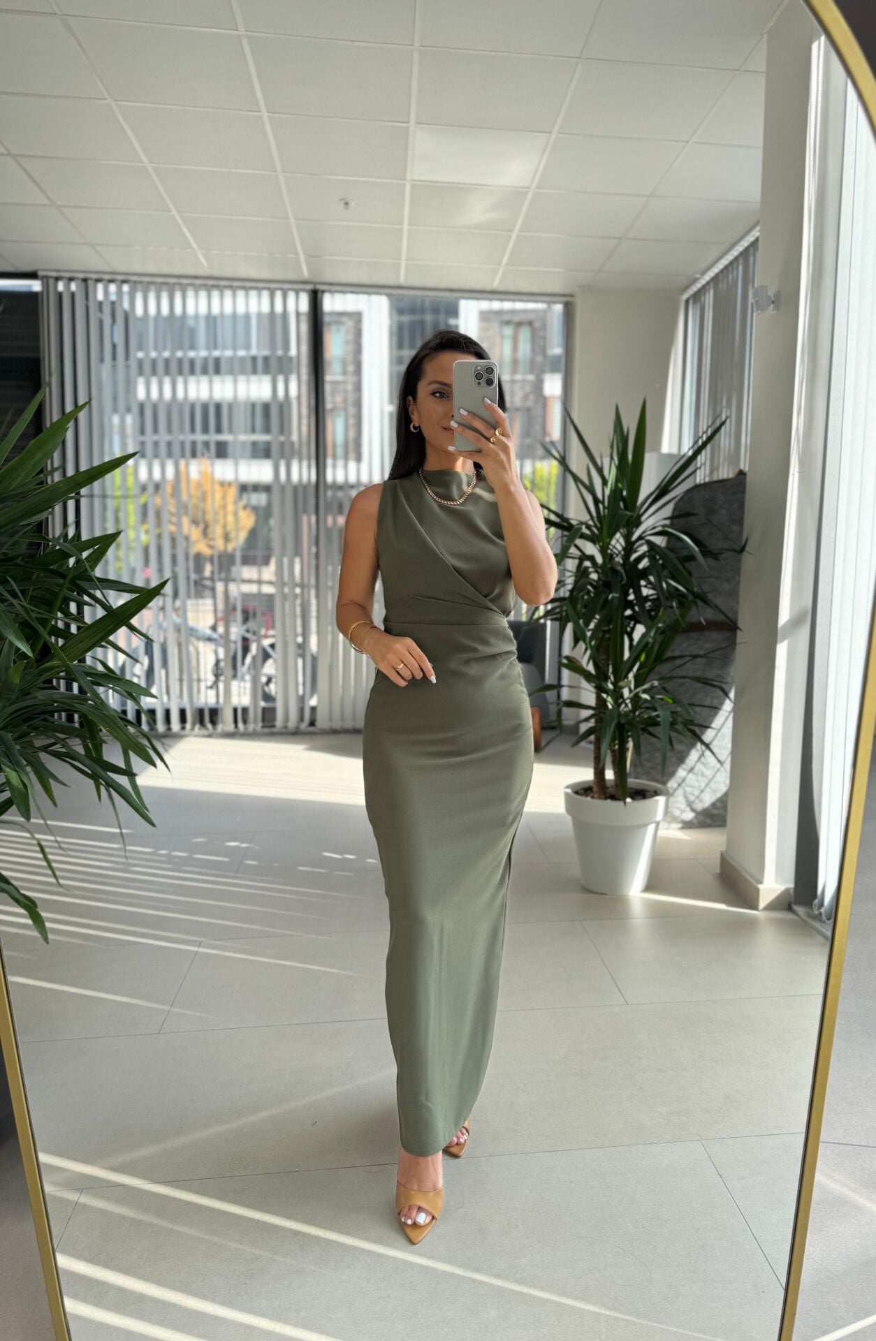 My 3714 Haki Drapeli Kalem Elbise