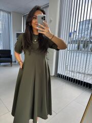 Dr 8342 Tasarım Haki Modal Çan Elbise