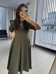 Dr 8342 Tasarım Haki Modal Çan Elbise