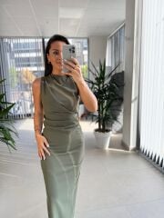 My 3714 Haki Drapeli Kalem Elbise