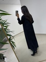 Dr 8528 Tasarım Kuşaklı Siyah Gömlek Elbise