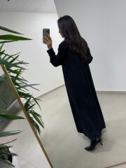 Dr 8528 Tasarım Kuşaklı Siyah Gömlek Elbise