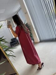 Cr 1005 Mürdüm Kısa Kol Gömlek Elbise