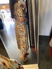 Çift yırtmaç yeşil elbise