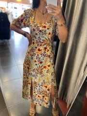 Double slit green dress