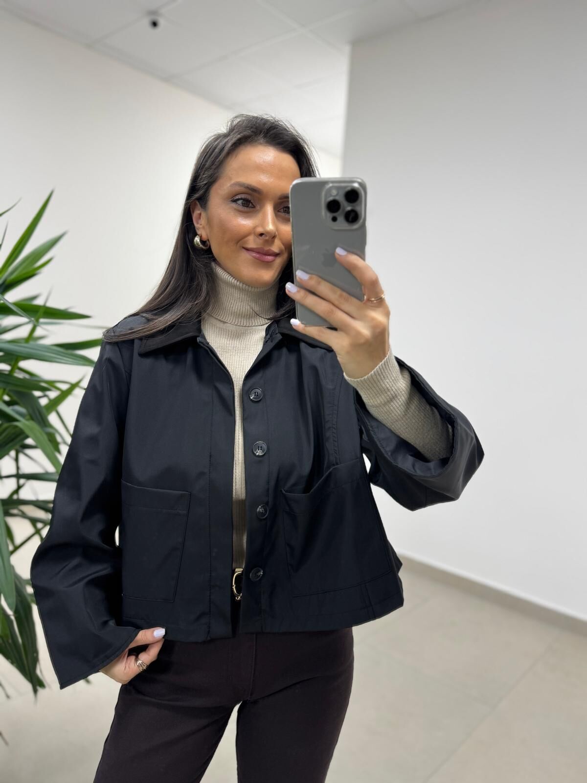 Ms 3765 Süet Yaka Siyah Ceket