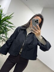 Ms 3765 Kadife Yaka Siyah Ceket