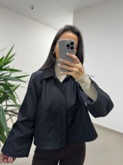 Ms 3765 Süet Yaka Siyah Mont