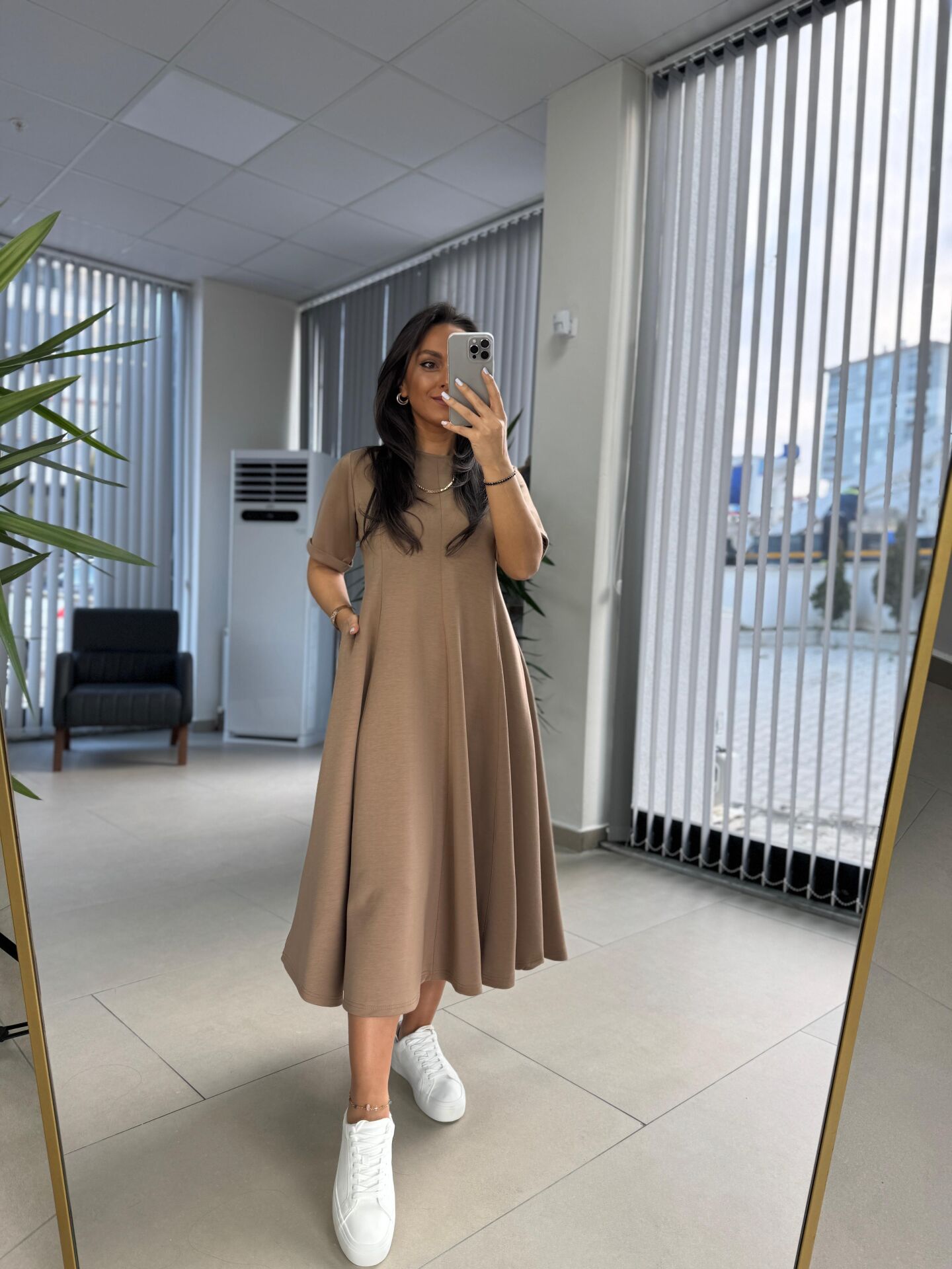 Dr 8342 Tasarım Vizon Modal Çan Elbise