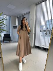 Dr 8342 Tasarım Vizon Modal Çan Elbise