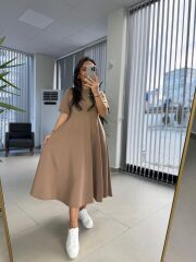 Dr 8342 Tasarım Vizon Modal Çan Elbise