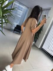 Dr 8342 Tasarım Vizon Modal Çan Elbise