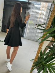 Schwarzes A-Linien-Kleid mit Reißverschluss für Damen