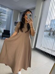 Dr 8342 Tasarım Vizon Modal Çan Elbise