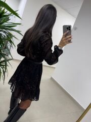 Bb 27262 Kırmızı Nakış Detaylı Şifon Elbise