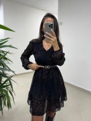 Bb 27262 Kırmızı Nakış Detaylı Şifon Elbise