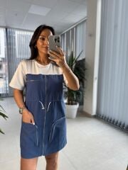 Bb 28543 Tasarım Mavi Gabardin Geçişli Elbise