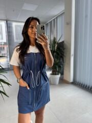 Bb 28543 Tasarım Mavi Gabardin Geçişli Elbise