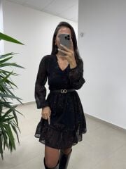 Bb 27262 Kırmızı Nakış Detaylı Şifon Elbise