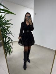 Bb 27262 Kırmızı Nakış Detaylı Şifon Elbise