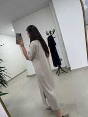 Bh 09512 Figür Detaylı Modal Taş Midi Elbise