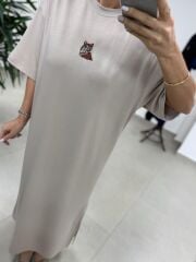 Bh 09512 Figür Detaylı Modal Taş Midi Elbise