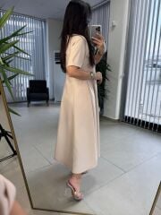 Dr 8342 Tasarım Pudra Modal Çan Elbise