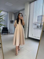 Dr 8342 Tasarım Pudra Modal Çan Elbise