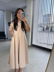 Dr 8342 Tasarım Pudra Modal Çan Elbise