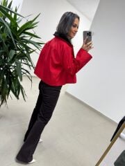 Ms 3765 Süet Yaka Kırmızı Mont