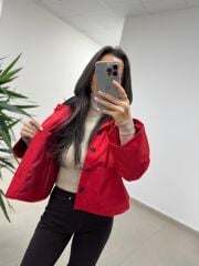 Ms 3765 Süet Yaka Kırmızı Mont