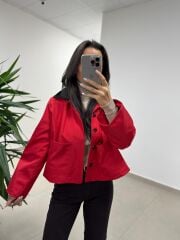 Ms 3765 Süet Yaka Kırmızı Mont