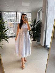 Cr 1400 Eteği Fistolu Pamuk Elbise