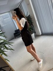 Bb 28543 Tasarım Siyah Gabardin Geçişli Elbise