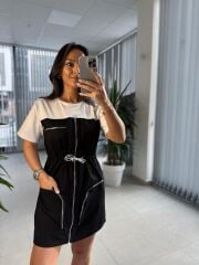 Bb 28543 Tasarım Siyah Gabardin Geçişli Elbise