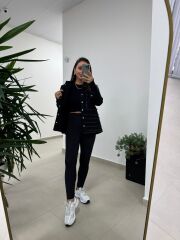 Spt 5060 Füme Şerit Püsküllü Siyah Denim Ceket