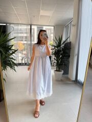 Cr 1400 Eteği Fistolu Pamuk Elbise