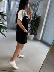Bb 28543 Tasarım Siyah Gabardin Geçişli Elbise