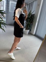 Bb 28543 Tasarım Siyah Gabardin Geçişli Elbise