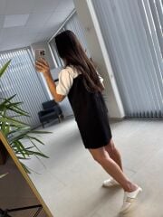Bb 28543 Tasarım Siyah Gabardin Geçişli Elbise