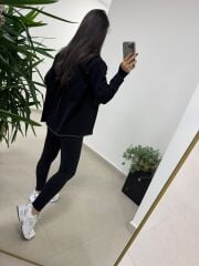 Spt 5060 Füme Şerit Püsküllü Siyah Denim Ceket