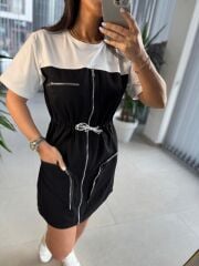 Bb 28543 Tasarım Siyah Gabardin Geçişli Elbise
