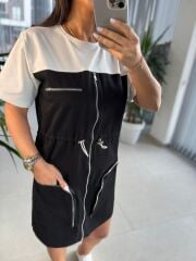 Bb 28543 Tasarım Siyah Gabardin Geçişli Elbise